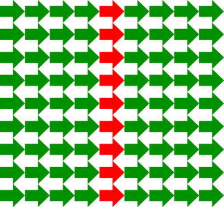 绿色和白色箭头指向相反的方向图片