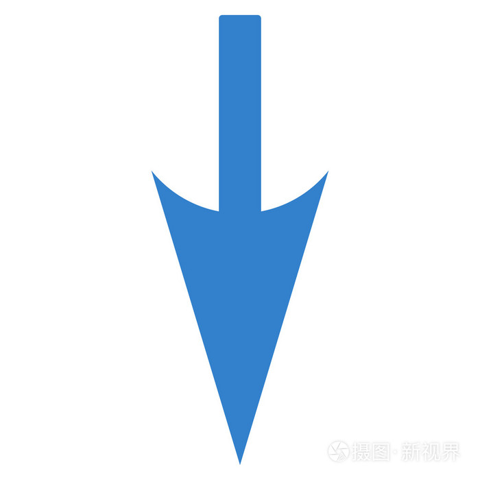 锐利向下箭头平面钴颜色图标照片-正版商用图片1k5sq0-摄图新视界