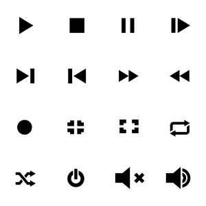 矢量黑媒体播放器图标集