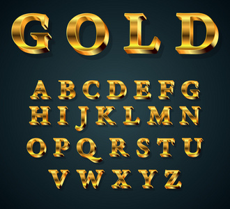 金色的 3d 字母表