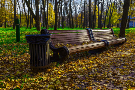 秋天的公园长椅