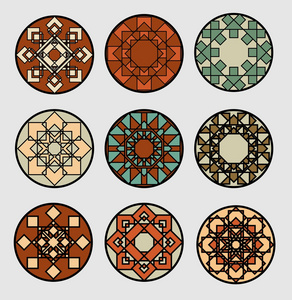 集传统民族风格几何图案圈子。陶瓷设计装饰