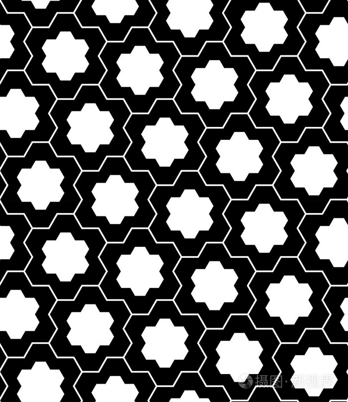 矢量现代无缝几何图案拼图黑白