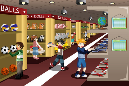 孩子们在玩具商店照片