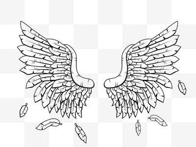 纹章的翅膀卡通透明纹身图标
