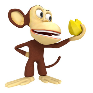 3d 有趣的猴子，用香蕉