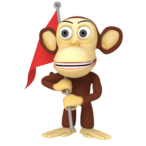 检查点标志与 3d 有趣的猴子