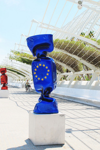 雕塑的欧洲联盟的旗帜图片