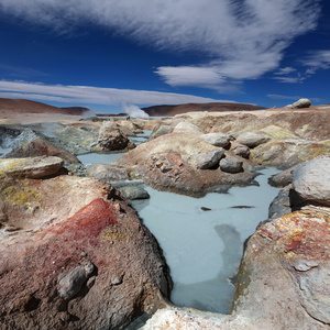 高原，玻利维亚溶胶，德马纳纳间歇泉