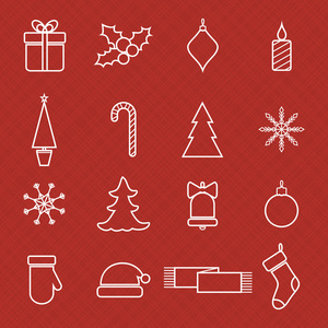 圣诞行图标设置为 web 及假期的设计