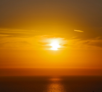 在圣托里尼希腊夕阳和天空地中海红海