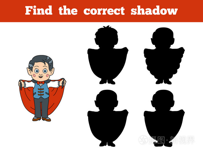 找到正确的影子:万圣节人物(吸血鬼)插画-正版商用图片1k75mq-摄图新