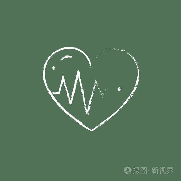 心动图图标在粉笔绘制的心