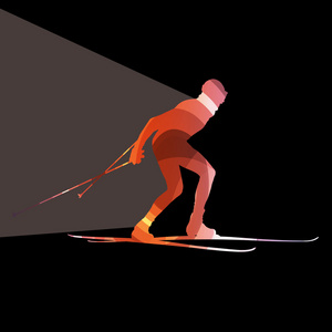 滑雪页男人矢量背景彩色轮廓图 co