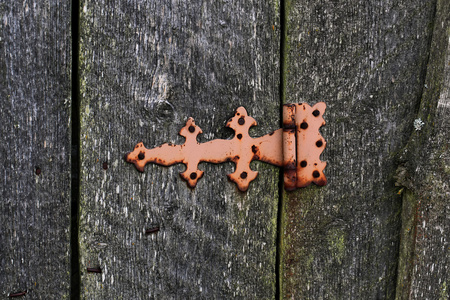 旧铁门铰链铁锈木材老复古