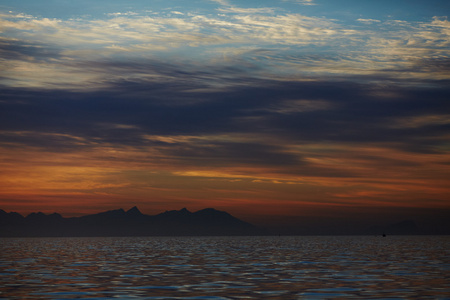 在南非的海上日落