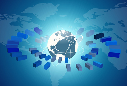 蓝色背景与全球网络连接