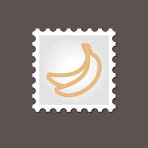 香蕉邮票。轮廓矢量图