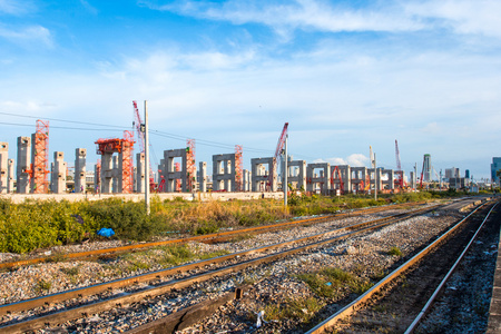 在泰国曼谷工地铁路轻轨建设图片