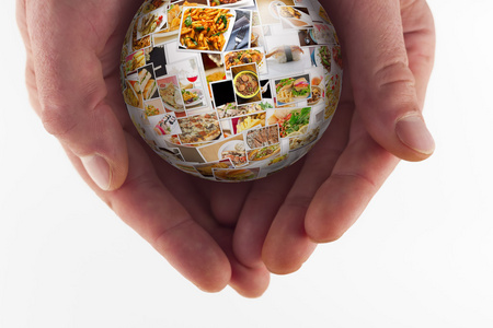 世界美食拼贴地球仪图片