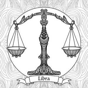 天秤座十二宫星座.女孩矢量图.占星术十二生肖简介.
