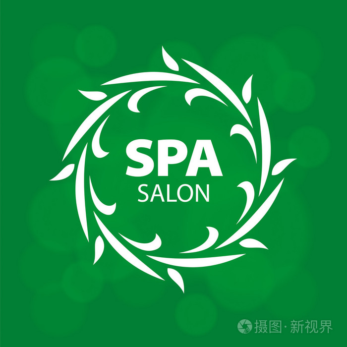 在绿色背景上的 spa 的抽象矢量标志