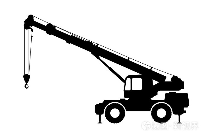 在白色背景上的起重机剪影