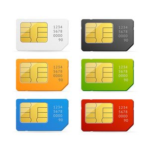 多彩的 Sim 卡设置。矢量