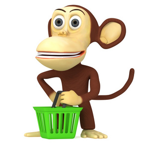 3d 的猴子，购物篮