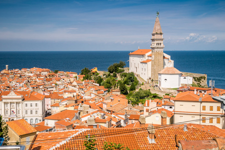 美丽 Piran，斯洛文尼亚的全景