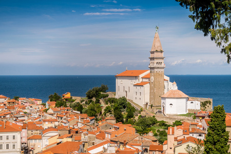 美丽 Piran，斯洛文尼亚的全景