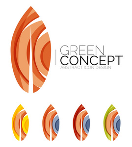 集抽象生态植物图标 业务标识自然绿色概念 清洁的现代几何设计