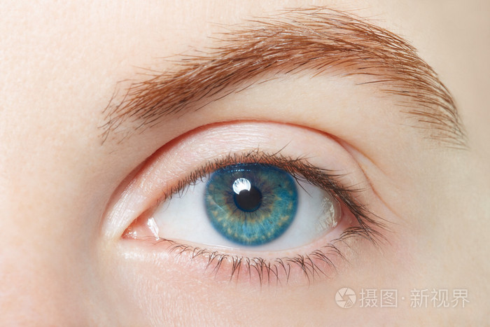 人类蓝色健康的眼睛宏