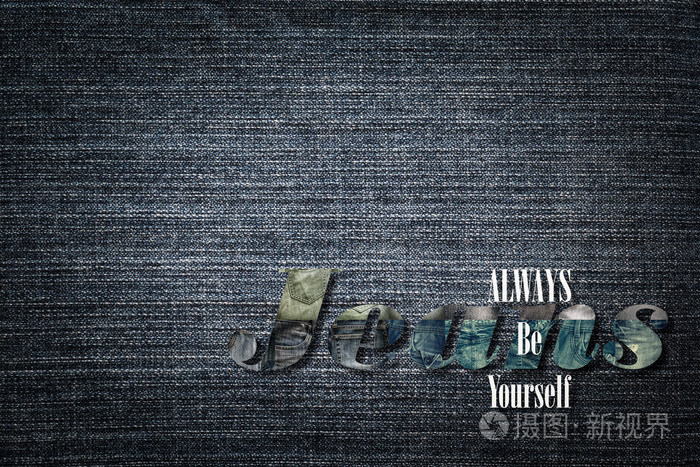 牛仔裤牛仔背景上的词