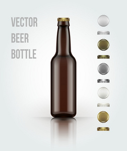 新设计的空白玻璃啤酒瓶。矢量图