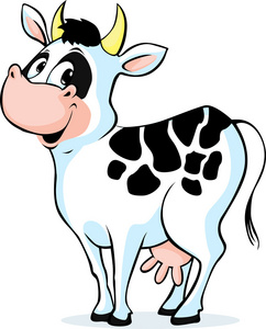 可爱的奶牛站上白色背景矢量插画孤立