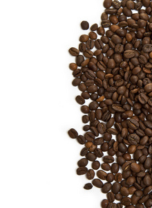 在白色背景上的咖啡豆