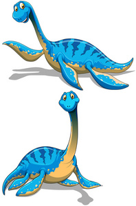 蓝色恐龙，长长的脖子
