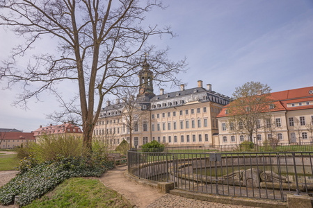 对狩猎城堡 Hubertusburg 视图