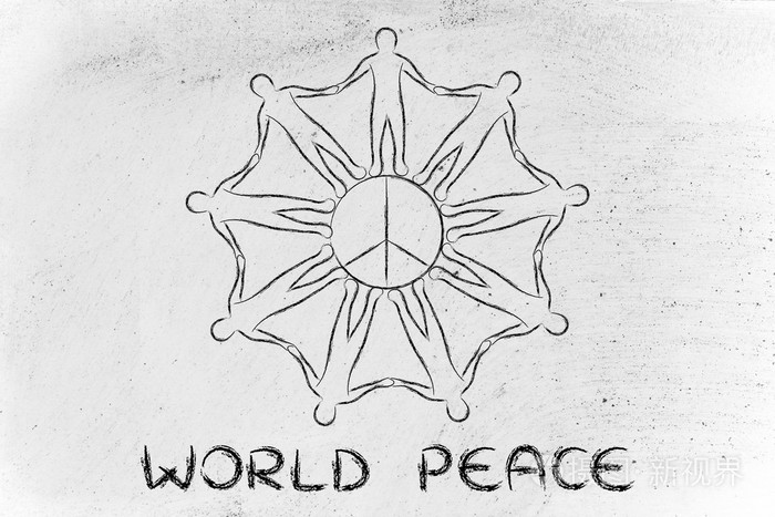 人们手牵手世界和平