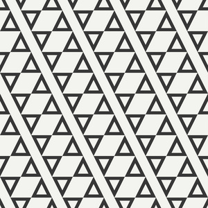 与三角形的几何线单色抽象时髦无缝模式。包装纸。剪贴簿纸。平铺。矢量图。背景。您设计 壁纸的图形纹理