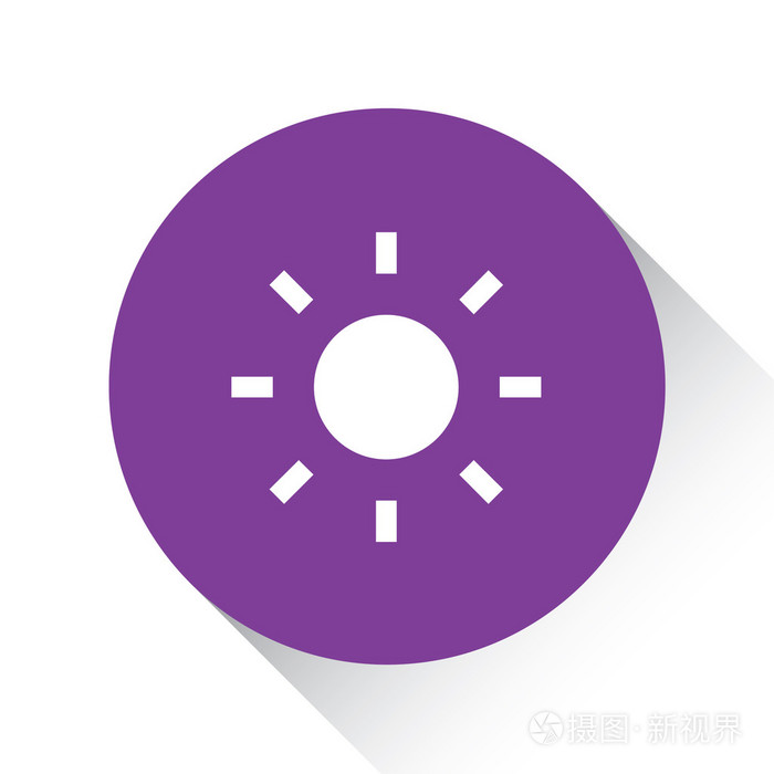 孤立在白色的背景太阳的紫色图标