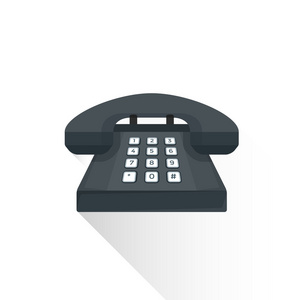 矢量平面样式的复古黑色座机电话按钮，它制作图案。