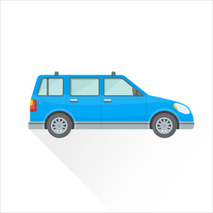 矢量平蓝色货车车身体风格的插图 ico