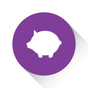 上一个白色的背景储钱罐孤立的紫色图标