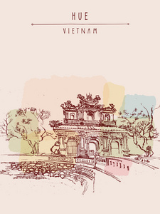 传统的越南建筑明信片