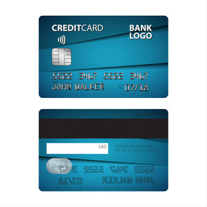 矢量图的孤立的白色背景上的蓝色信用卡