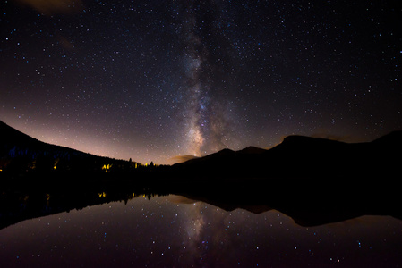 在莉莉湖科罗拉多景观银河系反射