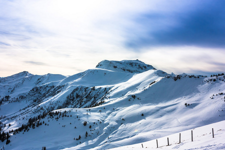 高山滑雪度假村在奥地利自然和体育图片