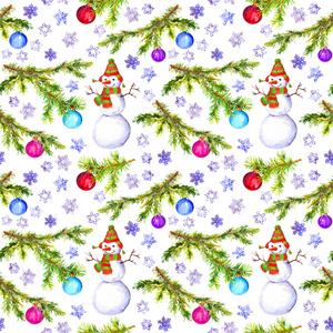 圣诞树枝 装饰摆设和雪人模式